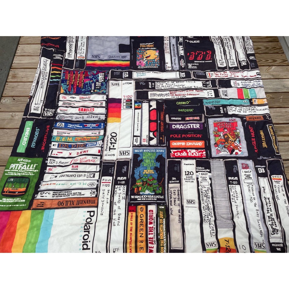 80’s Nostalgia Full Size Comforter Cassettes, VHS & Video Games By Hollis Brown